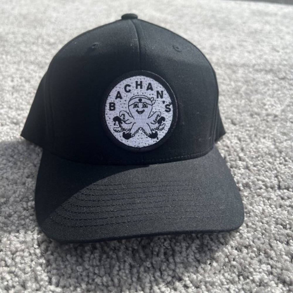 Bachan’s Japanese Sauce BBQ Octopus Black Stretch S/M Baseball Cap Flex fit
